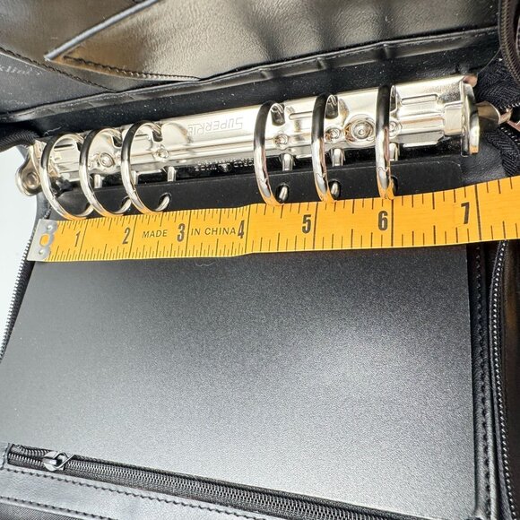 Franklin Covey Black Vegan Leather Zippered Binder Compact Sz Organizer 6 Rings - Picture 6 of 13